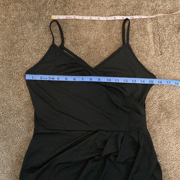 Black cocktail party asymmetrical dress with crisscross back, medium/large - Picture 11 of 12